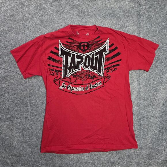 Tapout Shirt Mens Large Red Signature Series Graphic MMA Double Sided Tee UFC - Picture 1 of 7
